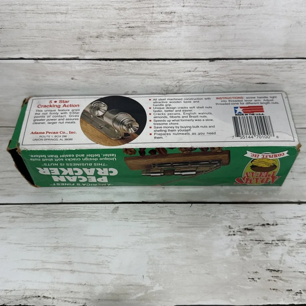 Vintage Adams Pecan Cracker Lever Action Nutcracker Tool With Original Box USA